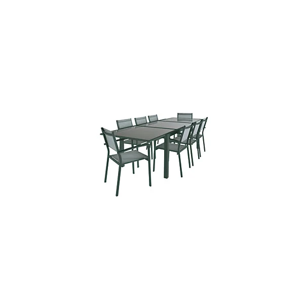 Table de jardin extensible Baru grise 200/300 x 100 cm