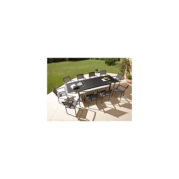 Table de jardin extensible Baru grise 200/300 x 100 cm