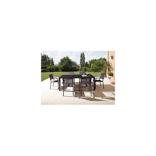 Table de jardin extensible Baru grise 200/300 x 100 cm