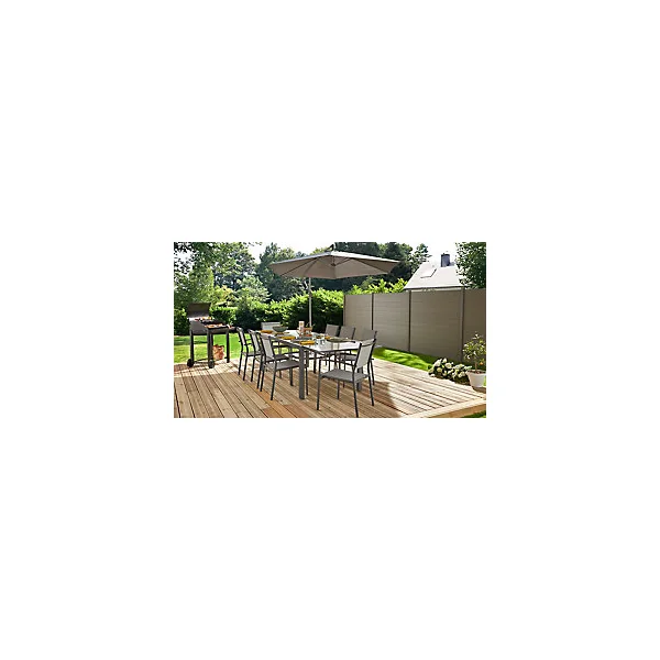 Table de jardin extensible Baru grise 200/300 x 100 cm