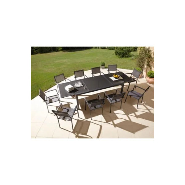 Table de jardin extensible Baru grise 200/300 x 100 cm