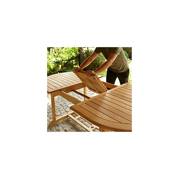 Table de jardin extensible en teck GoodHome 170/220 x 110 cm