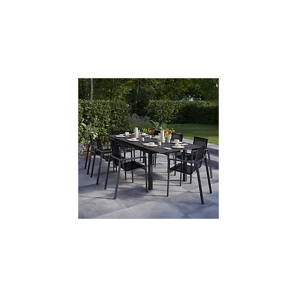 Table de jardin extensible Galini aluminium coloris gris anthracite L.180/242 x l.100 x H.76 cm GoodHome