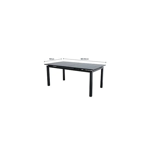 Table de jardin extensible Galini aluminium coloris gris anthracite L.180/242 x l.100 x H.76 cm GoodHome