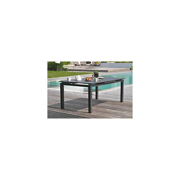 Table de jardin extensible Miami en aluminium coloris gris anthracite L.180/240 x l.100 x H.77 cm - DCB GARDEN