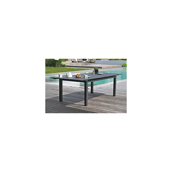 Table de jardin extensible Miami en aluminium coloris gris anthracite L.180/240 x l.100 x H.77 cm - DCB GARDEN