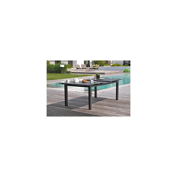 Table de jardin extensible Miami en aluminium coloris gris anthracite L.180/240 x l.100 x H.77 cm - DCB GARDEN