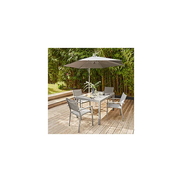 Table de jardin extensible Moorea en aluminium coloris gris acier L.140/200 x l.90 x H.75 cm