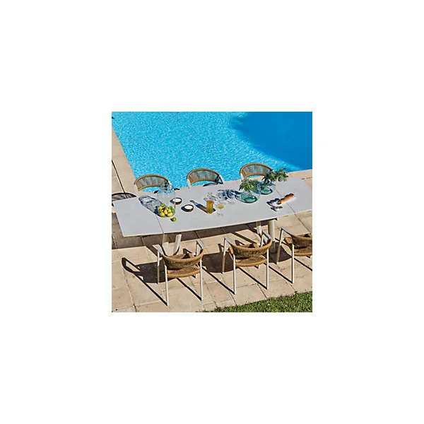 Table de jardin extensible ovale en céramique crème L 180/230/280 x l.110 cm ProLoisirs Manta
