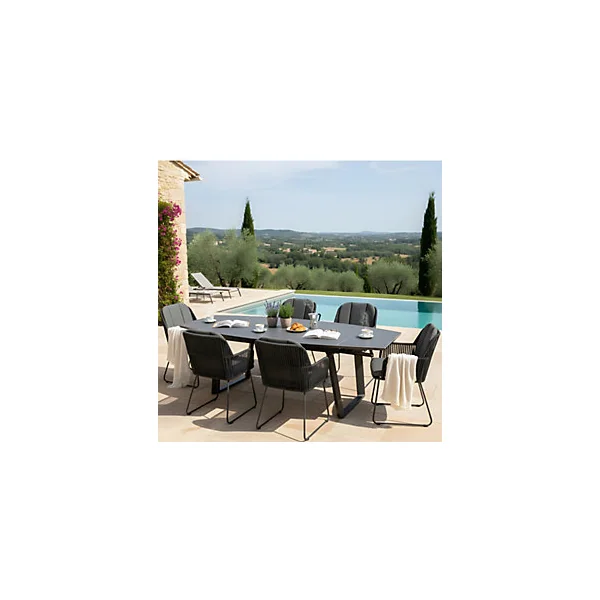 Table de jardin extensible ovale en céramique graphite L 180/230/280 x l.110 cm ProLoisirs Manta
