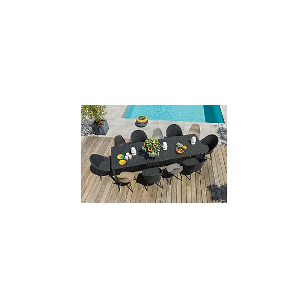 Table de jardin extensible Palma aluminium noir L.180/240/300 x l.100 x h.76 cm Jardiline