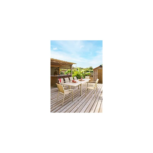 Table de jardin extensible Piazza aluminium argile L.135/270 x l.90 x H.75 cm