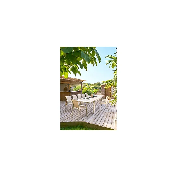 Table de jardin extensible Piazza aluminium blanc argile L.200/320 x l.100 x H.75 cm