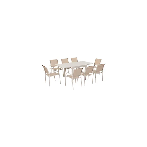Table de jardin extensible Piazza aluminium blanc argile L.90/180 x l.90 x H.75 cm