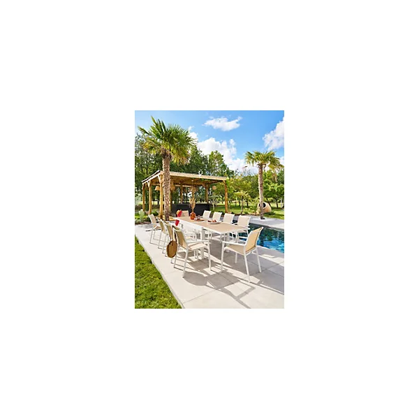Table de jardin extensible Piazza aluminium blanc L.135/270 x l.90 x H.75,5 cm
