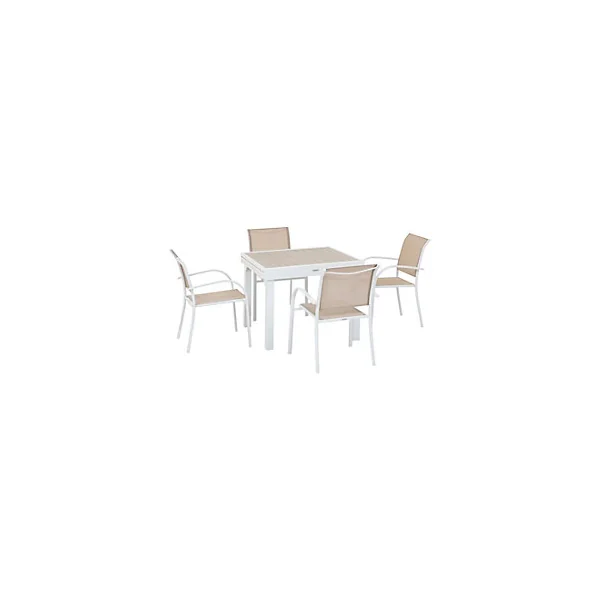 Table de jardin extensible Piazza aluminium lin beige L.90/180 x l.90 x H.75 cm