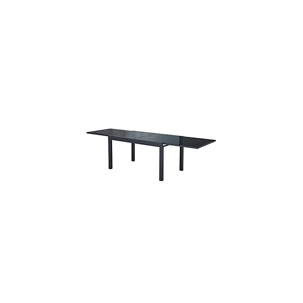 Table de jardin extensible rectangulaire aluminium et verre gris mat L 135/270 x l.90 cm Faro