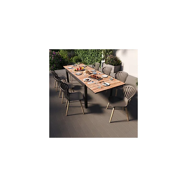 Table de jardin extensible rectangulaire en aluminium gris L.163-252 X l.95 cm GoodHome Fagao