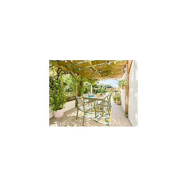 Table de jardin extensible rectangulaire en aluminium vert L. 154,5-262,9 X l.99,8 cm GoodHome Pistache