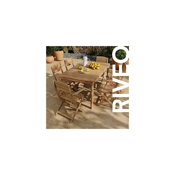 Table de jardin extensible Riveo en bois d'acacia L.150/200 x l.90 x H.75 cm GoodHome