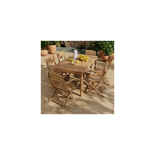 Table de jardin extensible Riveo en bois d'acacia L.150/200 x l.90 x H.75 cm GoodHome