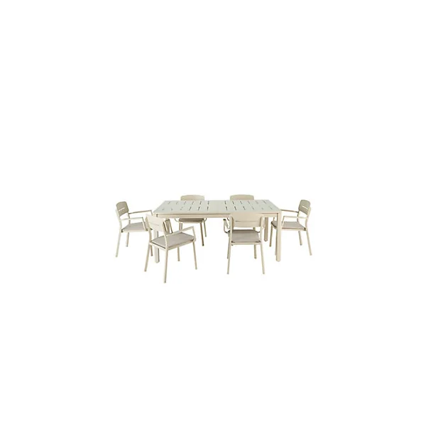 Table de jardin extensible Santorin en aluminium coloris sable L.180/260 x l.100 x H.75 cm