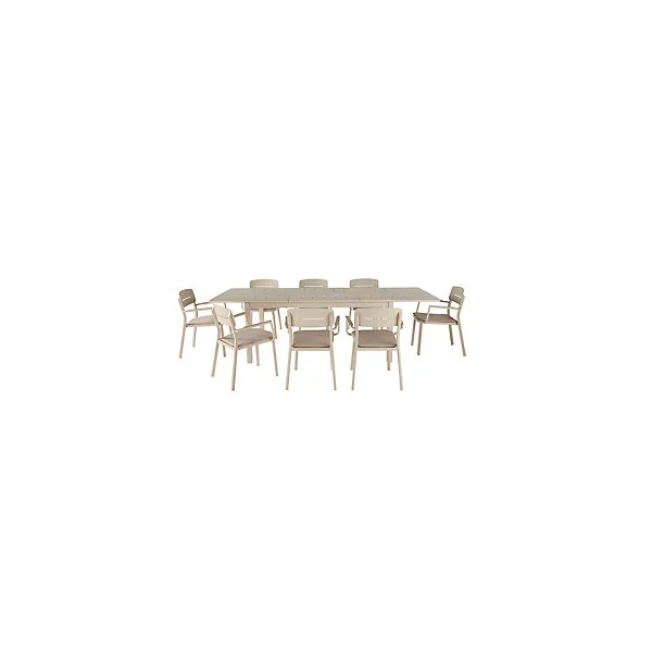 Table de jardin extensible Santorin en aluminium coloris sable L.180/260 x l.100 x H.75 cm