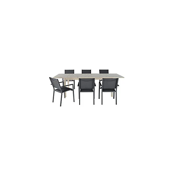 Table de jardin extensible Santorin en aluminium coloris sable L.180/260 x l.100 x H.75 cm