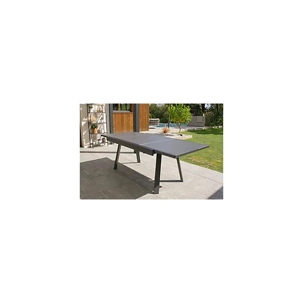 Table de jardin extensible Stockholm en aluminium coloris gris anthracite L.150/225 x l.96 x H.76 cm - DCB GARDEN