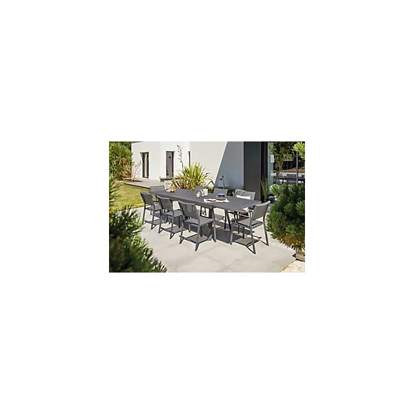 Table de jardin extensible Stockholm en aluminium coloris gris anthracite L.200/300 x l.96 x H.76 cm - DCB GARDEN