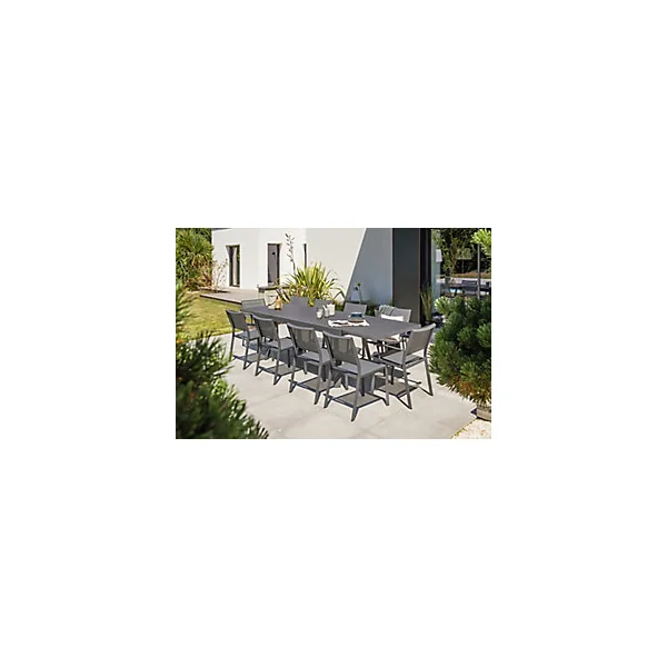 Table de jardin extensible Stockholm en aluminium coloris gris anthracite L.200/300 x l.96 x H.76 cm - DCB GARDEN