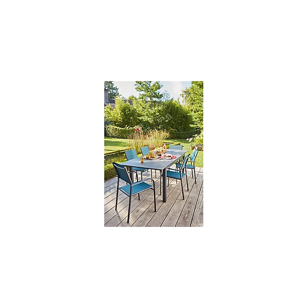 Table de jardin extensible Tahaa en aluminium coloris graphite L.180/240 x l.90 x H.74 cm