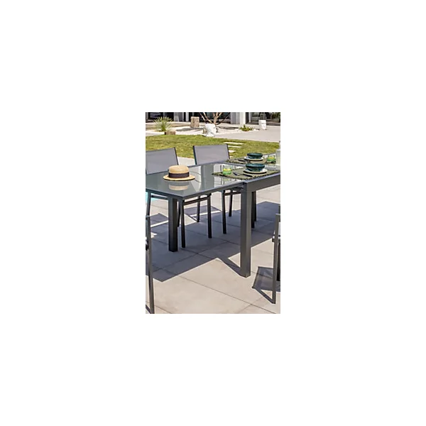 Table de jardin extensible Tolede aluminium gris anthracite L.135/270 x l.90 x H.75 cm DCB Garden