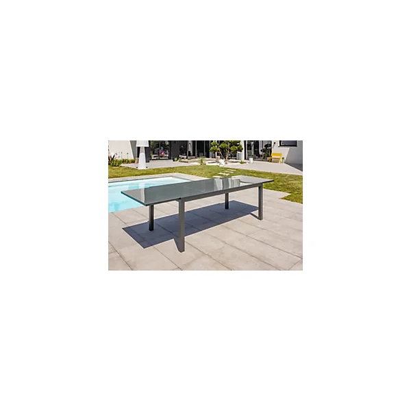 Table de jardin extensible Tolede aluminium gris anthracite L.200/300 x l.100 x H.75 cm DCB Garden