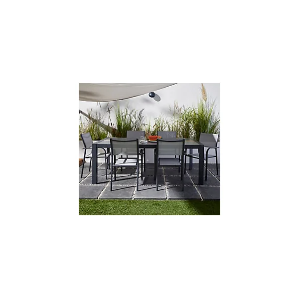 Table de jardin Freser en aluminium coloris gris L.200,2 x l.100 x H.74,3 cm