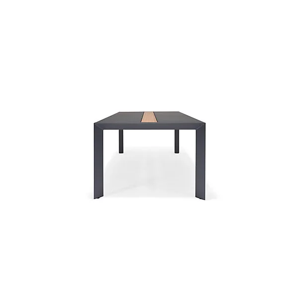 Table de jardin Freser V2 en aluminium coloris gris foncé et latte centrale imitation bois 8 personnes