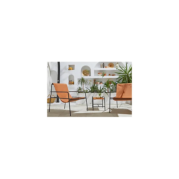 Table de jardin Morillo en acier coloris noir et blanc Ø.50 x H.50 cm