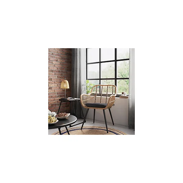 Table de jardin Morillo en acier coloris noir et blanc Ø.50 x H.50 cm