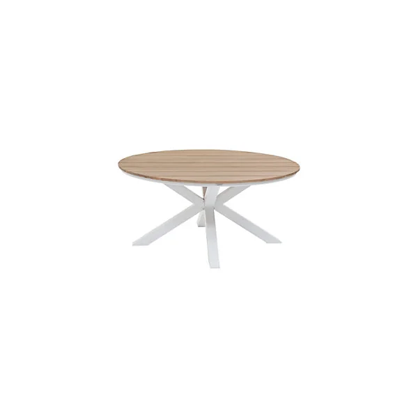 Table de jardin Oriengo bois d'acacia blanc Ø111,5 x H.75,5 cm