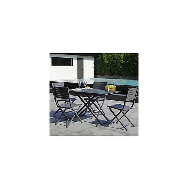 Table de jardin pliable réglable rectangulaire en céramique graphite L 120 x l 80 x H 39/74 cm ProLoisirs Pump