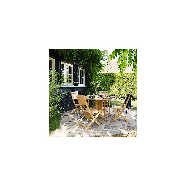 Table de jardin pliante en teck GoodHome ø120 cm