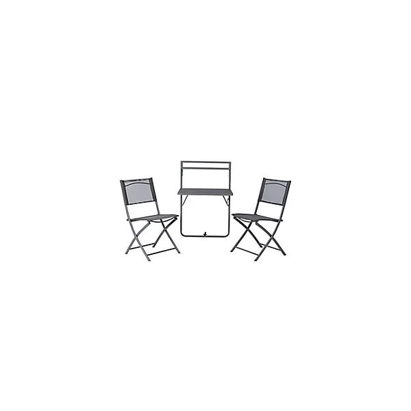 Table de jardin pliante extensible Saba en acier coloris gris acier L.70 x l.60 x H.92/106,5 cm