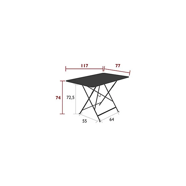 Table de jardin pliante Fermob Bistro en métal - Coloris piment - L.77 x l.117 x H.74 cm