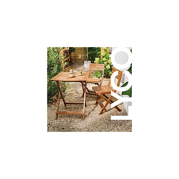 Table de jardin pliante Lyco bois d'acacia l.60 x H.74 cm GoodHome