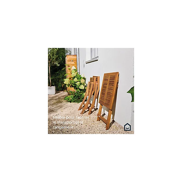 Table de jardin pliante Lyco bois d'acacia l.60 x H.74 cm GoodHome