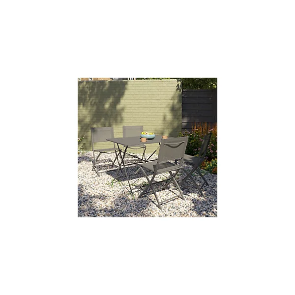 Table de jardin pliante Saba acier gris L.100 x l.70 x H.71 cm GoodHome