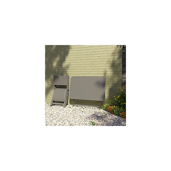 Table de jardin pliante Saba acier gris L.100 x l.70 x H.71 cm GoodHome