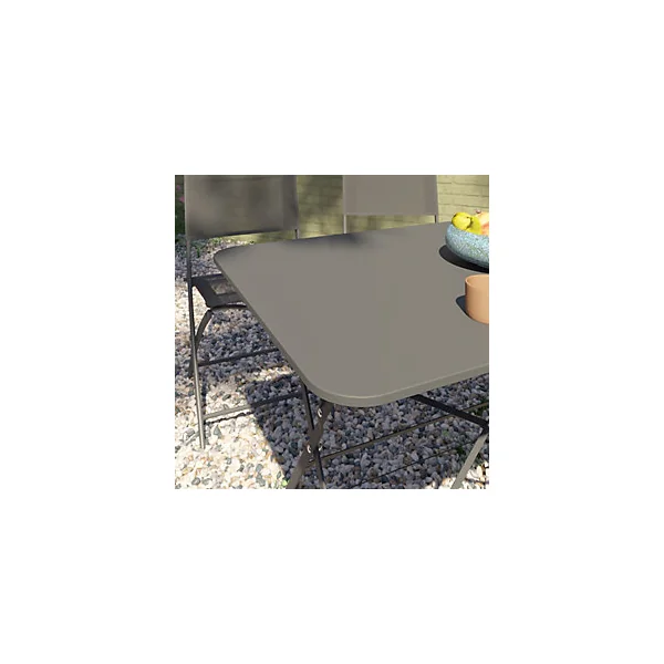 Table de jardin pliante Saba acier gris L.100 x l.70 x H.71 cm GoodHome