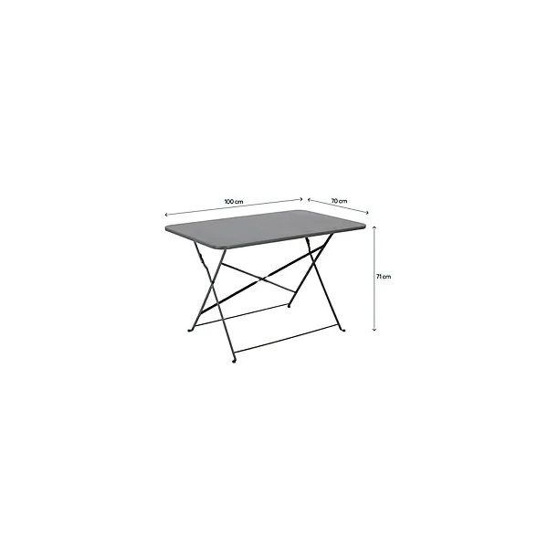 Table de jardin pliante Saba acier gris L.100 x l.70 x H.71 cm GoodHome