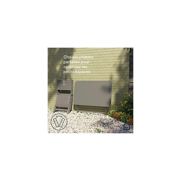 Table de jardin pliante Saba acier gris L.100 x l.70 x H.71 cm GoodHome